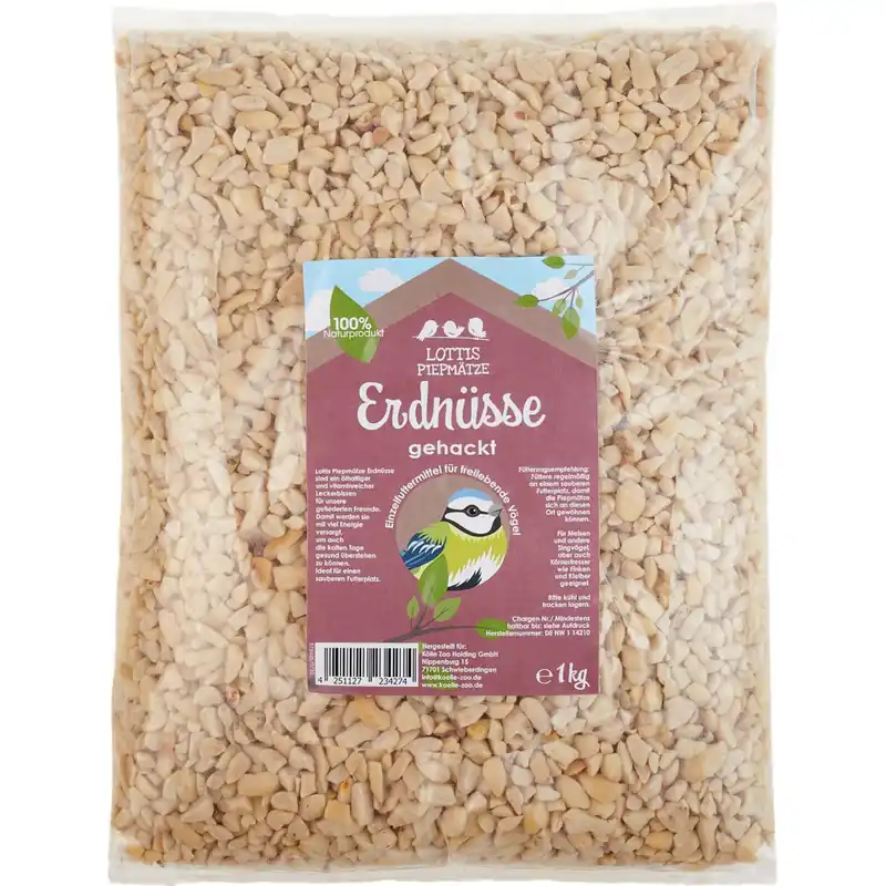 Sparpaket 2 x 1 kg Lottis Piepmätze Erdnüsse gehackt Wildvogel Futter Neuheit